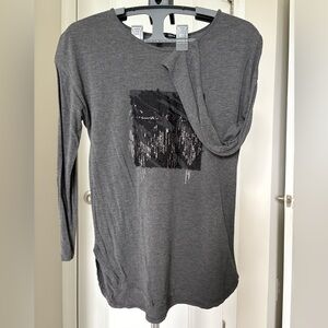 Zara Gray Graphic Long Sleeve T-Shirt